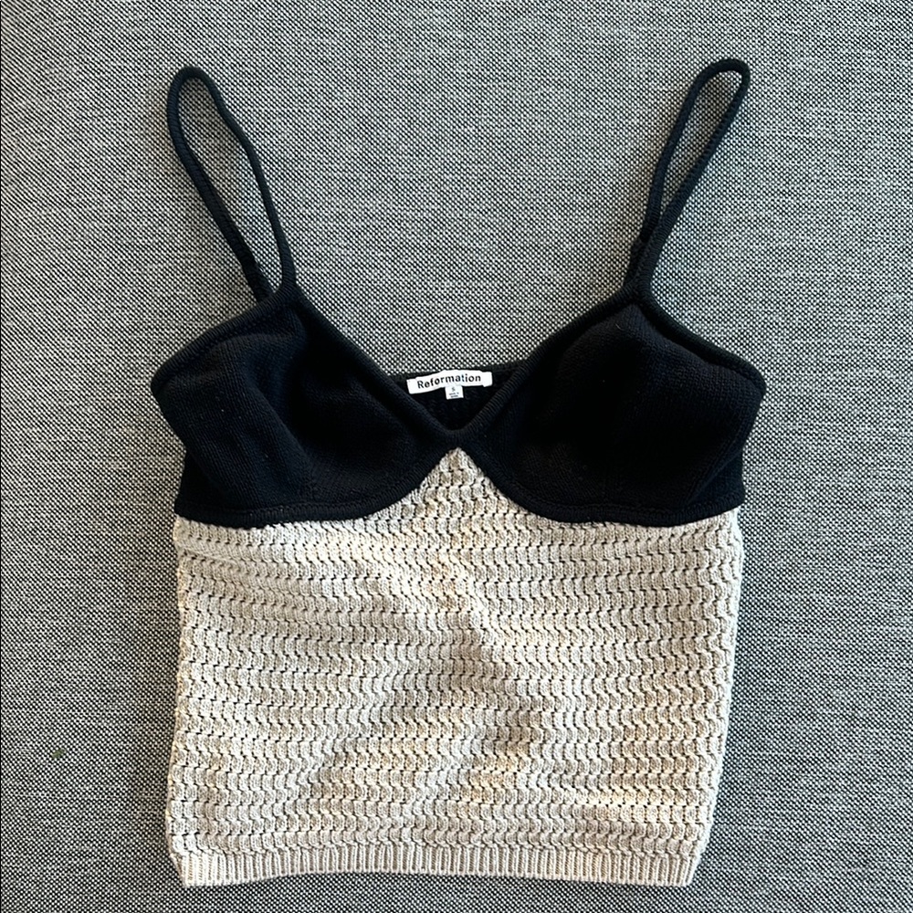 Reformation Black and Cream Camisole